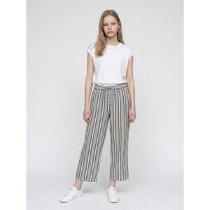 Old Navy Wide‑Leg Cotton Blend Pants Size L Boho Striped Drawstring Casual